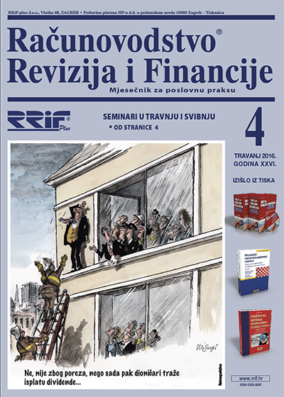 Pretplata na časopis Računovodstvo, revizija i financije broj 4/2016