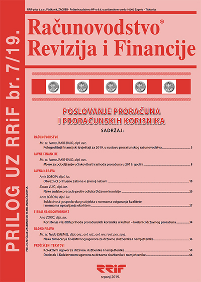 Pretplata na časopis Prilog proračun i proračunski korisnici broj /2019