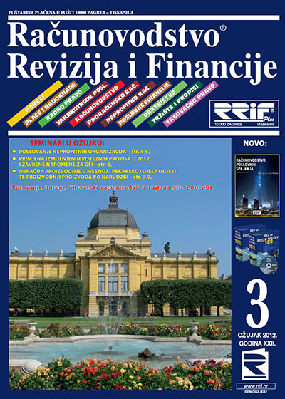 Pretplata na časopis Računovodstvo, revizija i financije broj 3/2012