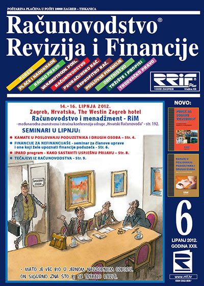 Pretplata na časopis Računovodstvo, revizija i financije broj 6/2012