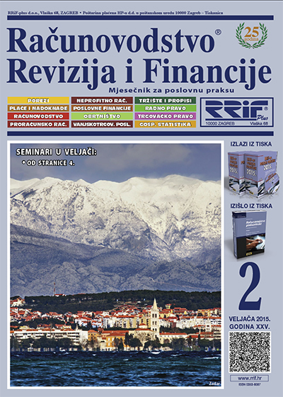 Pretplata na časopis Računovodstvo, revizija i financije broj 2/2015