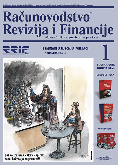 Pretplata na časopis Računovodstvo, revizija i financije broj 1/2016
